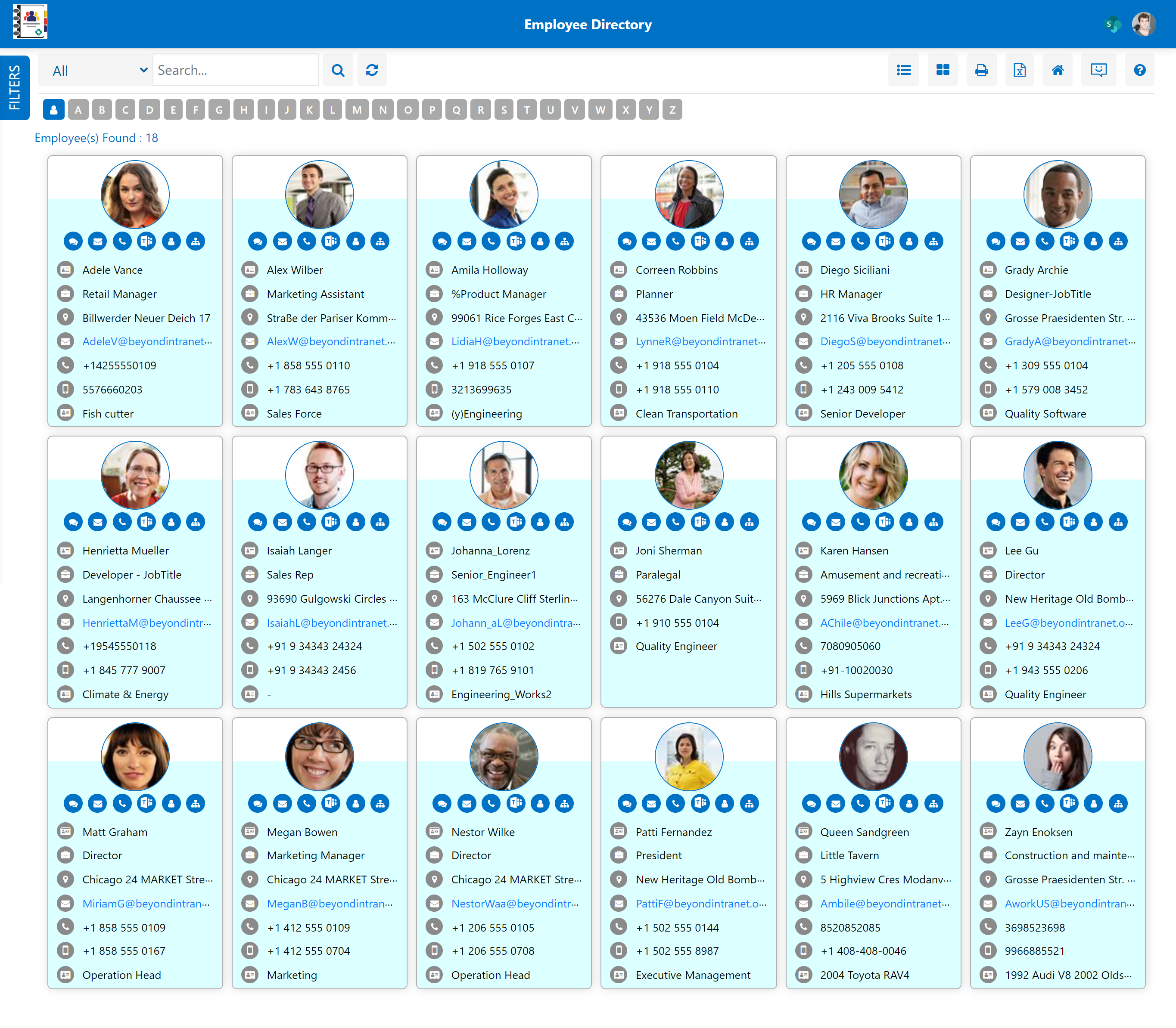 screenshot of Employee Directory